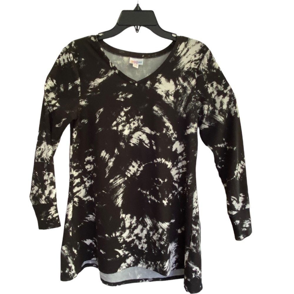 LULAROE Elizabeth Black & White Long Sleeve V-Neck Size XXS